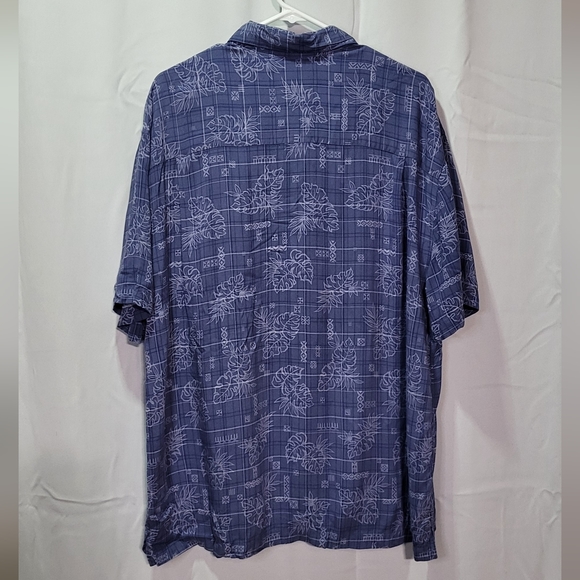 Merona Men's Blue Leaf Print Collared Short Sleeve Button Down Shirt Size XL - Picture 4 of 5